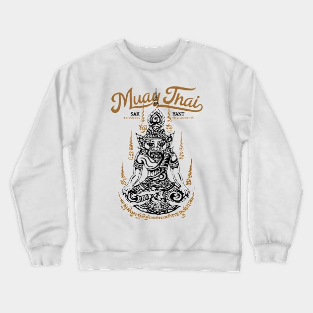 Antique Muay Thai Tattoo Hermit Crewneck Sweatshirt by KewaleeTee